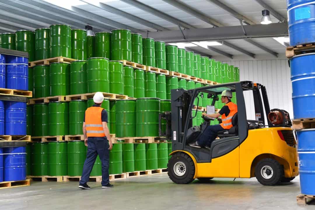 Keeping pedestrians safe distance from forklift in warehouse